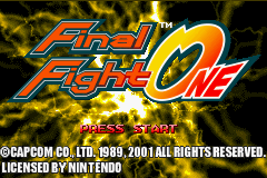 Final Fight One title screen for GameBoy Advance